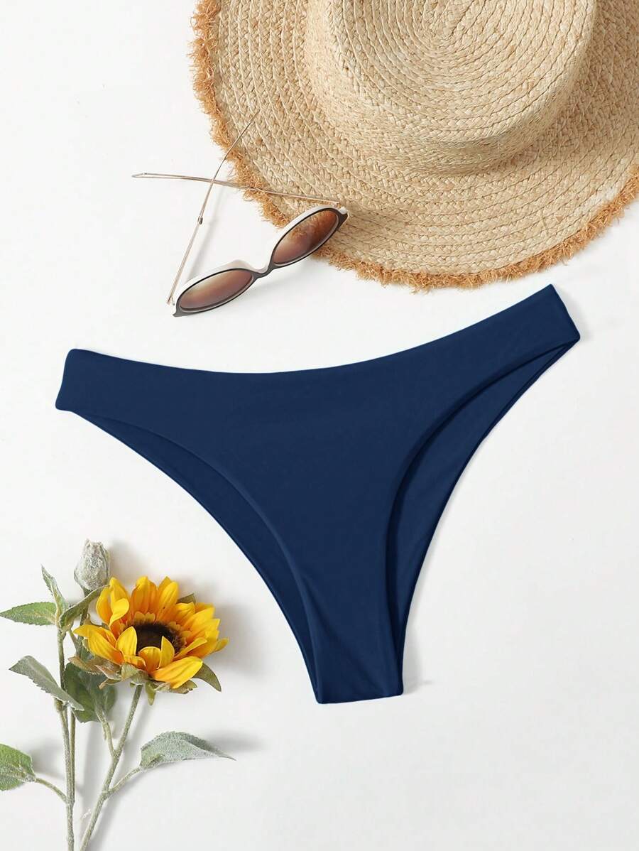 Swim Basics 女性純色比基尼下褲,適用於夏季海灘泳池 - 藏蓝色 - 查看 1