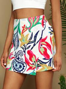 SHEIN VCAY 女士夏季印花休閒短褲，適合度假穿著