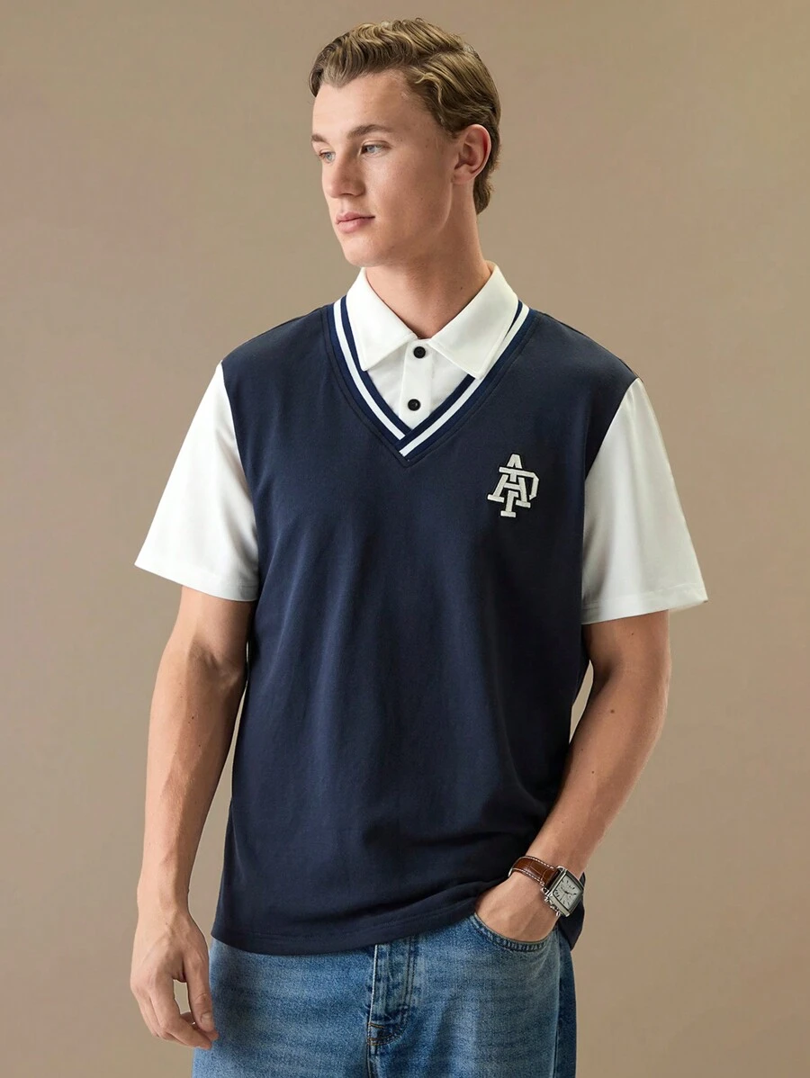 Manfinity VCAY Men's Stylish Short Sleeve Polo Shirt,Back To School - Multicolor - View 1