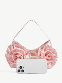 SHEIN Belle 奢华、迷人、优雅、花朵、女士手提包、女士晚装包、适合女孩、女士、女士、大学生、适合新娘、伴娘、婚礼宾客、蜜月、适合派对、舞会、婚礼、俱乐部、约会、晚会、约会之夜 - 粉色 - 查看 5
