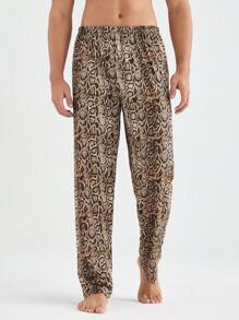 Men's Fashion Leopard Print Home Clothing Bottoms - Brown - View 6