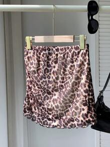 SHEIN EZwear Falda de malla con estampado de leopardo de los años 90 - Multicolor - Ver 10