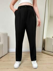 RueChic Cao eo Xếp li Bộ đồ Quần - màu đen - Xem 1