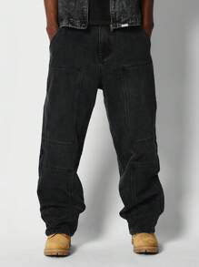 SUMWON Loose Fit Baggy Carpenter Jean - Black - View 1