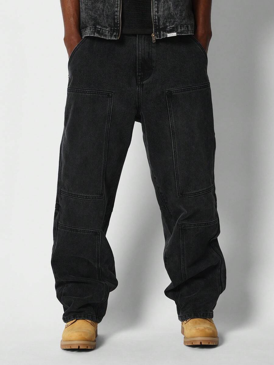 SUMWON Loose Fit Baggy Carpenter Jean - Black - View 1