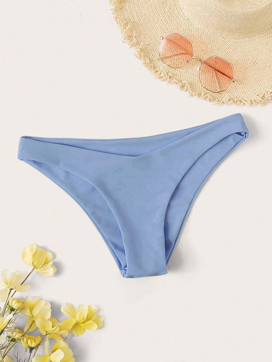 SHEIN Swim Women Bikini Bottoms Plain Casual - Biru - View 1