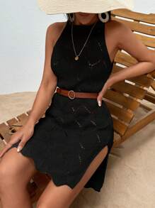 EURMUSE Split Thigh Cover Up Dress - Black - View 3