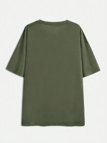 ROMWE Fairycore Vintage Butterfly & Plant Printed Plus Size Women's T-Shirt, School - Army Green - View 2