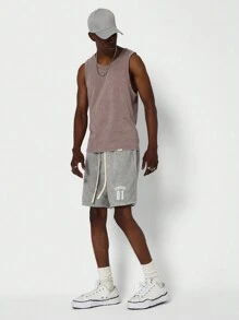 SUMWON Regular Fit Essential Washed Tank Top - Brown - View 4