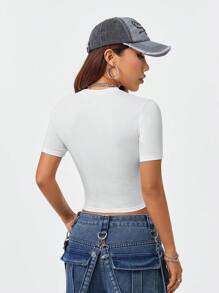SHEIN EZwear Street Cool All-Match Women's Slim Fit T-Shirt With Pixelated Fruit Cherry Print, Spring And Summer