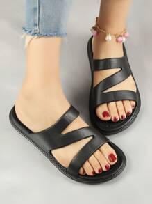 Women's Plastic Slippers, Summer Bathroom Shower Slippers, Non-Slip Lightweight Ladies' Sandals