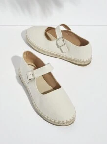 SHUZIA Ladies' Fashionable And Simple Woven Flat Shoes - Beige - View 2