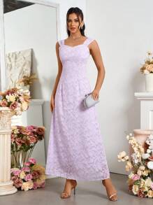 SHEIN Belle Solid Color Elegant Bridesmaid Dress With Thick Shoulder Straps, Sleeveless And Summer Style - Mauve Purple - View 3