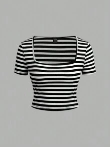 SHEIN EZwear 3 件套女士休闲条纹长袖修身 T 恤，适合春秋季节 - 彩色 - 查看 11