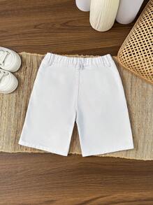 SHEIN Young Boy Stylish Casual Comfort Baggy Denim Lettering And Game Print With Side Reflective Strip Design For Boys Shorts For Vacation And Dailywear - White - View 3