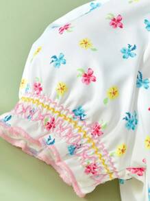 SHEIN Niedlicher und bequemer Romper für Baby Mädchen, geeignet für Zuhause und draußen, Frühlings- und Sommerkleidung