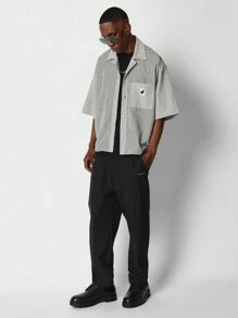 SUMWON Boxy Fit Striped Shirt With Pocket