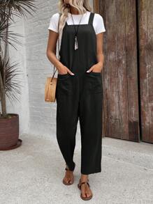 EMERY ROSE 夏季口袋純色休閒度假連身褲