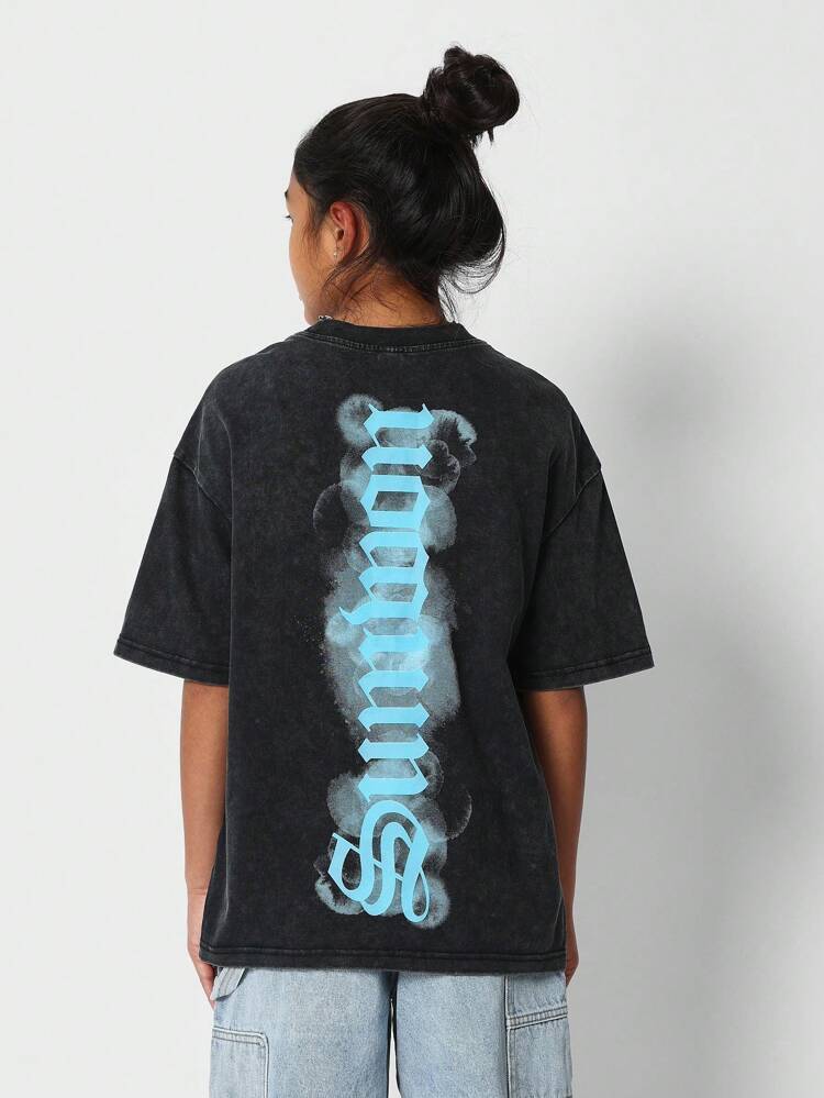 Tween Girls Washed Tee With Back Print