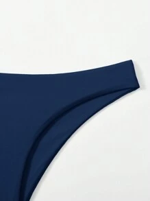 Swim Basics 女性純色比基尼下褲，適用於夏季海灘泳池 - 藏蓝色 - 查看 4