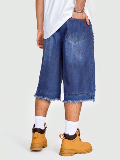 Street Life Jean pour homme avec fermeture à glissière, bord effiloché et usé