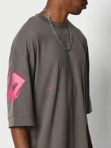 SUMWON Camiseta con ajuste oversize con gráfico impreso de California - Gris Oscuro - Ver 3