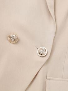 杏色长袖翻领女士西装外套和裤子套装 - 杏色 - 查看 4