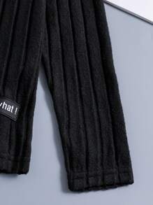 SHEIN Tween Boy 2pcs Letter Patched Detail Turtleneck Ribbed Tee Chic Outfits For Autumn/Winter - Light Grey - View 6