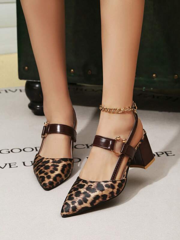 Women's High Heel Pumps 2026 Spring/Summer New Chunky Heel Fashion Versatile Pointed Toe Comfortable Slip-On Mule High Heel Sandals