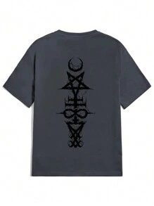 Camiseta casual de manga corta y cuello redondo para hombre con estampado de estrella, para verano