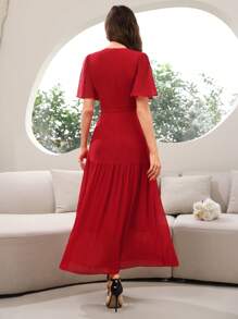 Modelyn Damen elegantes langes arabisches Kleid Einfarbig mit Taillengürtel, Abendkleider