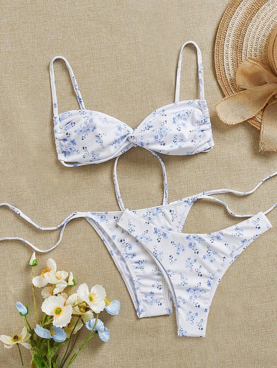 Swim Mod Women's Summer Beach Ditsy Floral Sexy Bikini Set, Two Pieces
