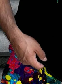 Manfinity Dauomo 男士夏季卡通熊圖案圓領短袖休閒T恤和短褲套裝 - 黑色 - 查看 4