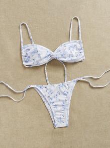 Swim Mod Women's Summer Beach Ditsy Floral Sexy Bikini Set, Two Pieces