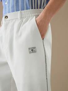 Manfinity VCAY Men's Solid Color Loose Straight Wide-Legged Pants,Back To School - White - View 2