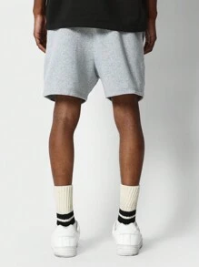SUMWON Drop Crotch Short With Graffiti Print Graphic - Light Grey - View 4