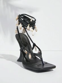 SHUZIA Ladies Fashionable Versatile High-Heeled Sandals With Shell Decoration