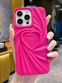 Vỏ điện thoại họa tiết sóng trái tim mờ tương thích với iPhone - Màu Hồng Tươi - Xem 2