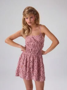MUSERA Floral Ruched Waist Mini Dress Spring Sexy Cute Summer Holiday Vacation Wedding Guest - Pink - View 1