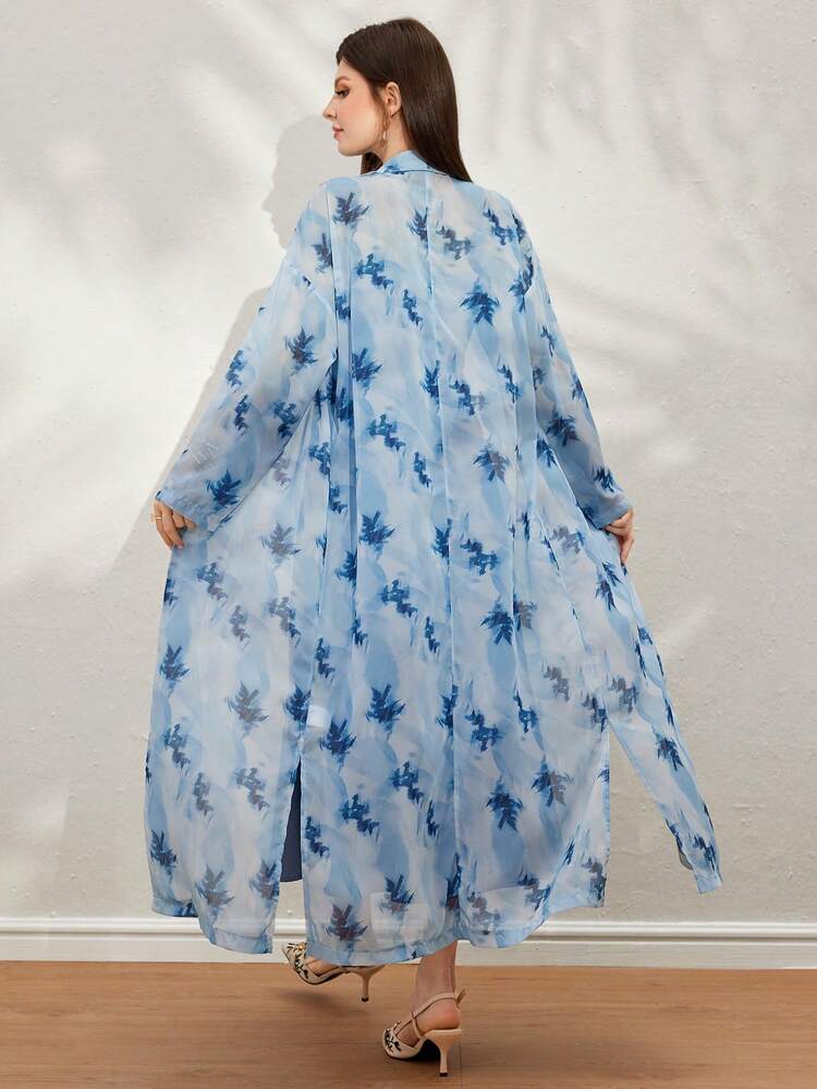Women's Elegant Spaghetti Strap Long Dress And Printed Cover Up 2-Piece Set, Summer Fall Cloth For Women