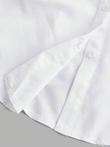 Flirla Camisa de manga larga con cintura fruncida, borde asimétrico y unicolor