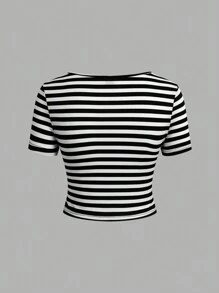 SHEIN EZwear 3 件套女士休闲条纹长袖修身 T 恤，适合春秋季节 - 彩色 - 查看 10