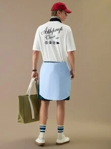 Manfinity NXTstreet Camisa de manga corta y holgada para hombre con estampado en inglés con marca de agua, adecuada para el verano, vuelta al colegio - Blanco - Ver 7