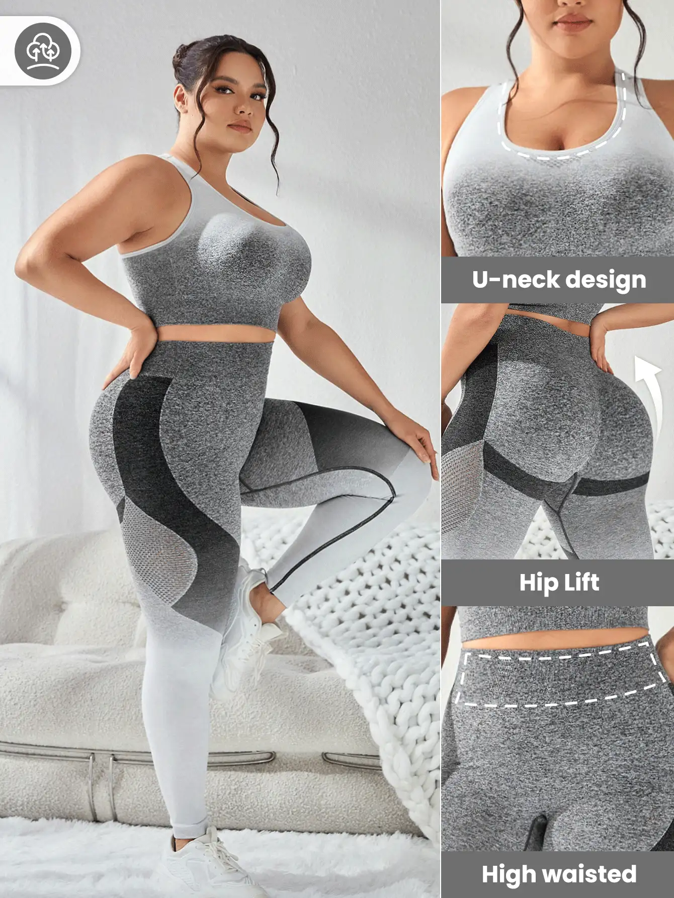 Gameset SHEIN Sport Plus Size Tie-Dye Sports Bra And Long Leggings Set