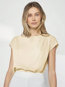 BizChic بلوزة نسائية سوداء غير متماثلة بأكمام خفاش، لون سادة، أسلوب أساسي للتنقل الحضري، ملابس كاجوال أنيقة بسيطة للأعمال، مناسبة للمعلمين وارتداء المكتب