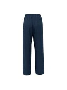 SHEIN LUNE Women's Casual Jeans-Like Side Lace Long Pants Fall Cloth For Women - Navy Blue - View 2
