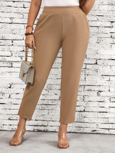 SHEIN LUNE Casual pendlarbyxor för kvinnor i plusstorlek