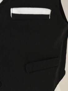 Baby Boy 1pc Single Button Vest Suit Jacket & 1pc Suit Pants Set, Perfect For Birthday Party, Evening Event, Wedding, Baby's First Birthday Celebration - Multicolor - View 3