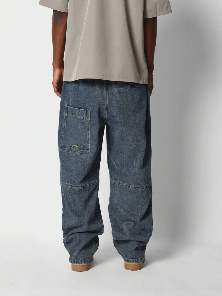 ☆AVANDRESS☆ Carpenter Loosefit denim pants 2COL AV41PT38 Super Dark Baggy Carpenter Jeans — Neo Blue