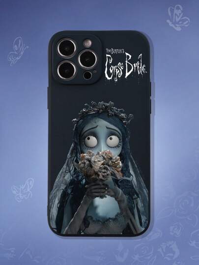 Corpse Bride | ROMWE Cartoon Character & Letter Printed Fearful Coloring Black Phone Case